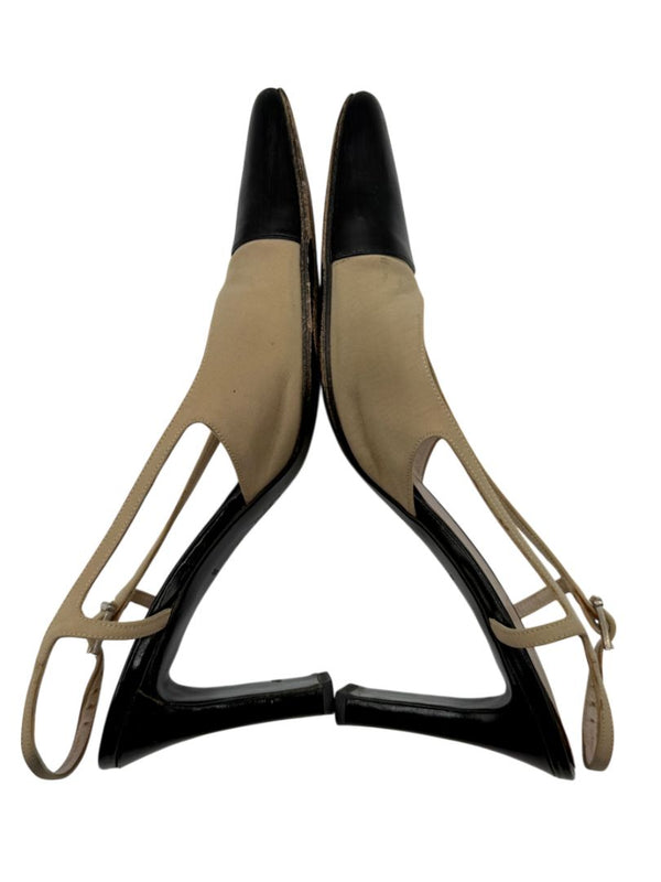 Chanel Classic Beige & Black Two-Tone Slingback Pumps – Size 40