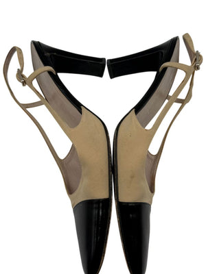 Chanel Classic Beige & Black Two-Tone Slingback Pumps – Size 40