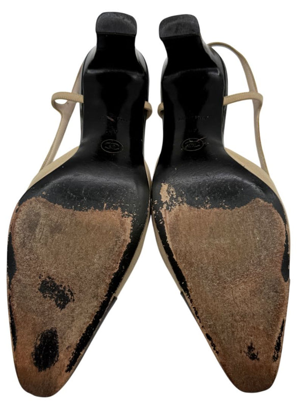 Chanel Classic Beige & Black Two-Tone Slingback Pumps – Size 40