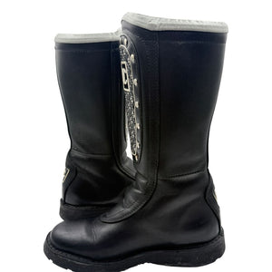 Chanel Black Leather CC Plaque Biker Boots – Runway Winter 2003 – Size EU 40