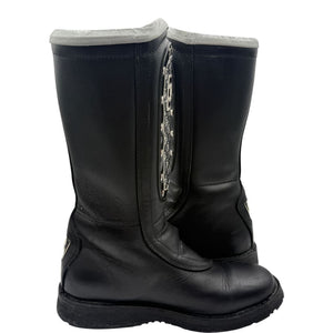Chanel Black Leather CC Plaque Biker Boots – Runway Winter 2003 – Size EU 40