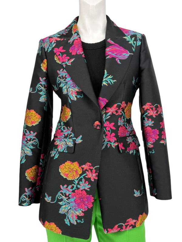 Etro Black Floral Embroidered Blazer – Size US 4 / IT 40