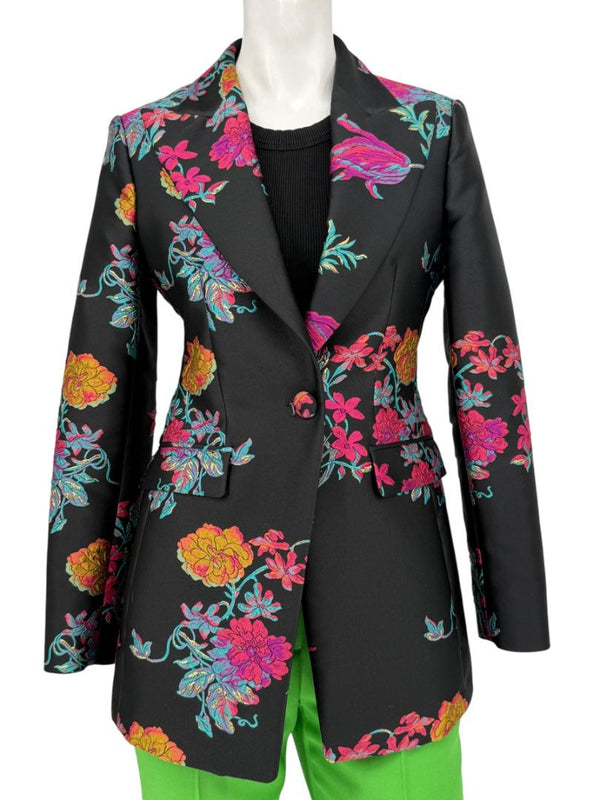 Etro Black Floral Embroidered Blazer – Size US 4 / IT 40