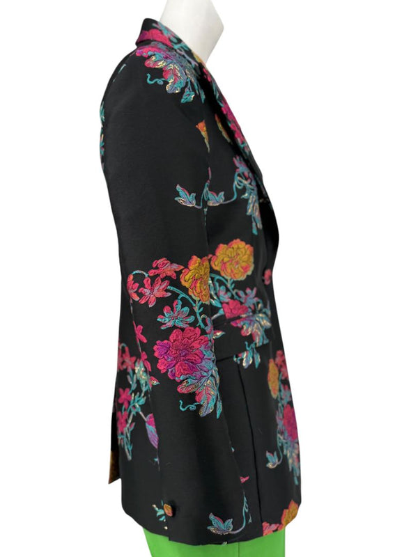 Etro Black Floral Embroidered Blazer – Size US 4 / IT 40