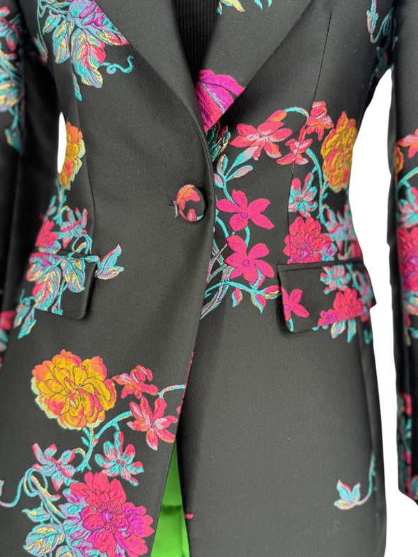 Etro Black Floral Embroidered Blazer – Size US 4 / IT 40