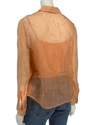 Oscar de la Renta Silk Sheer Blouse & Coordinating Camisole Set – Size 14