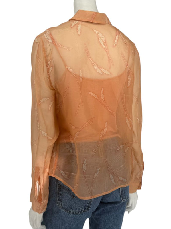 Oscar de la Renta Silk Sheer Blouse & Coordinating Camisole Set – Size 14