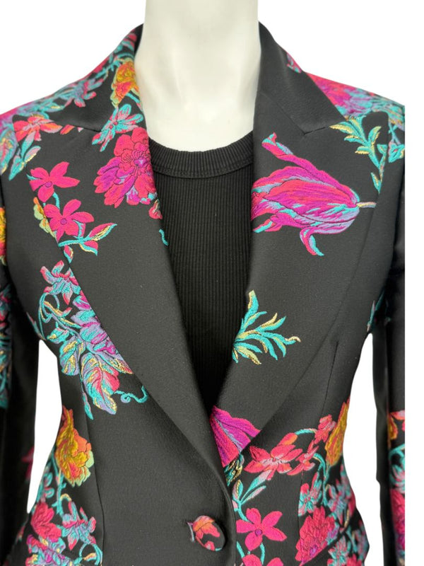 Etro Black Floral Embroidered Blazer – Size US 4 / IT 40