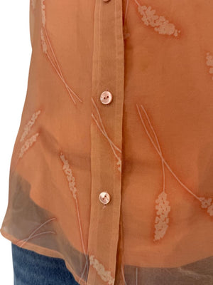 Oscar de la Renta Silk Sheer Blouse & Coordinating Camisole Set – Size 14