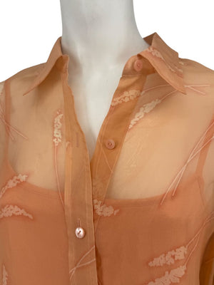 Oscar de la Renta Silk Sheer Blouse & Coordinating Camisole Set – Size 14