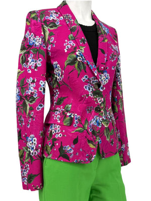 Escada Pink Floral Jacquard Tailored Blazer – Size 2