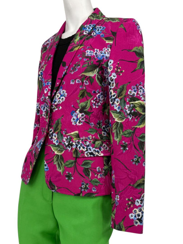 Escada Pink Floral Jacquard Tailored Blazer – Size 2