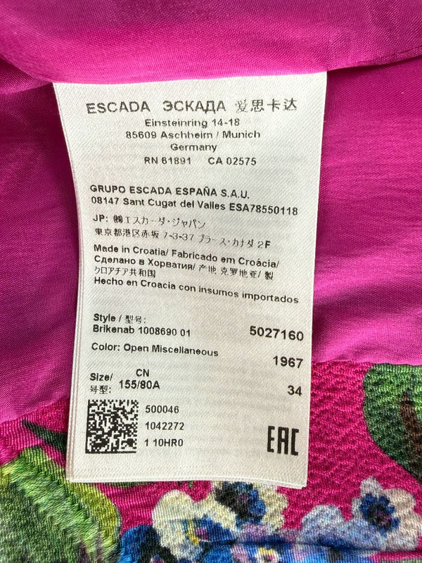 Escada Pink Floral Jacquard Tailored Blazer – Size 2