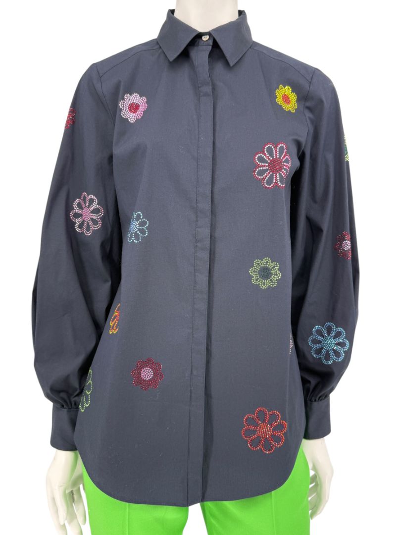 Cinq à Sept Kandice Heatset Daisy Embroidered Poplin Top – Size 2