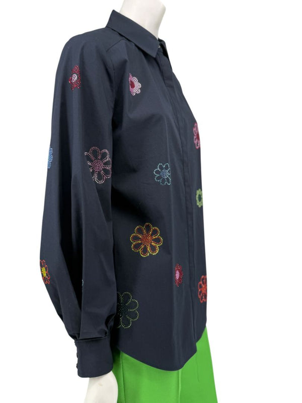 Cinq à Sept Kandice Heatset Daisy Embroidered Poplin Top – Size 2