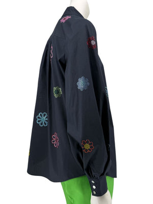 Cinq à Sept Kandice Heatset Daisy Embroidered Poplin Top – Size 2