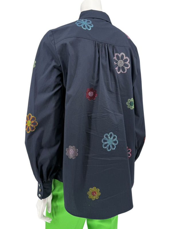 Cinq à Sept Kandice Heatset Daisy Embroidered Poplin Top – Size 2