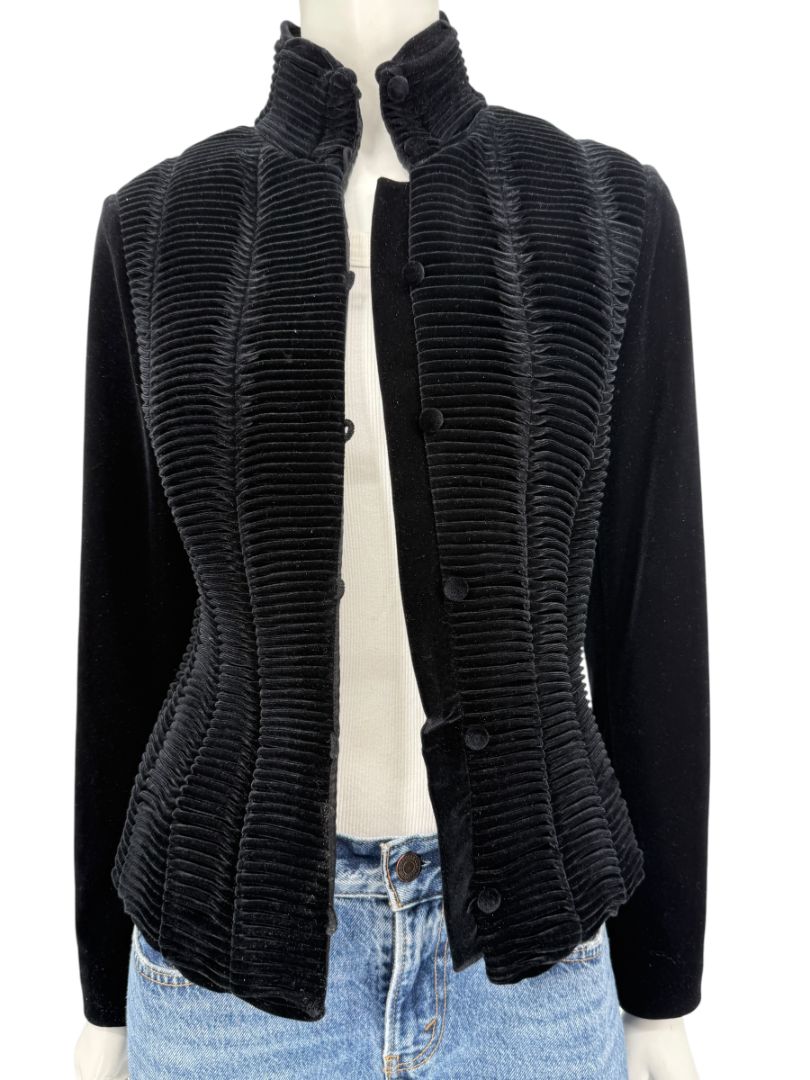 Worth Black Textured Velvet Statement Jacket - Size 4