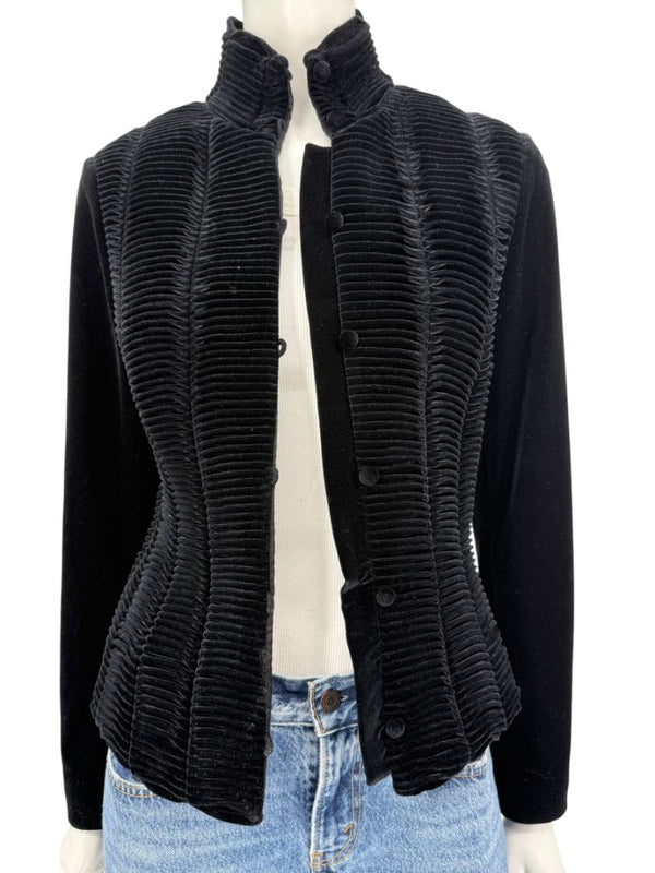 Worth Black Textured Velvet Statement Jacket - Size 4
