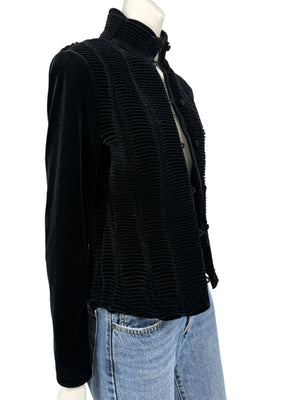 Worth Black Textured Velvet Statement Jacket - Size 4