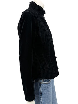 Worth Black Textured Velvet Statement Jacket - Size 4