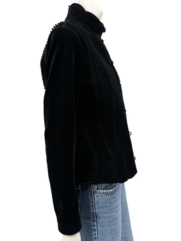 Worth Black Textured Velvet Statement Jacket - Size 4