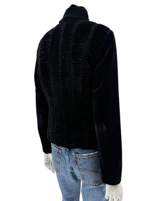 Worth Black Textured Velvet Statement Jacket - Size 4
