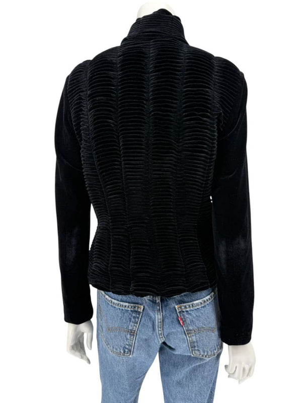 Worth Black Textured Velvet Statement Jacket - Size 4