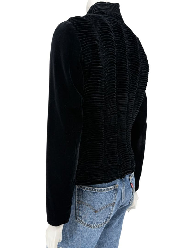 Worth Black Textured Velvet Statement Jacket - Size 4