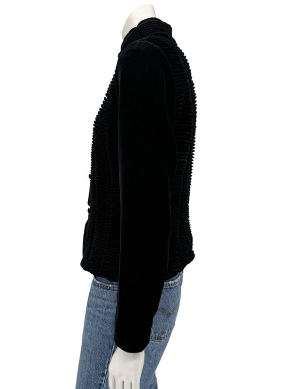 Worth Black Textured Velvet Statement Jacket - Size 4