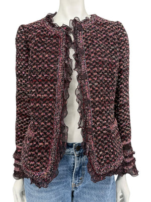 Typical Maison Common Signature Tweed Jacket Bordeaux – Size FR 36