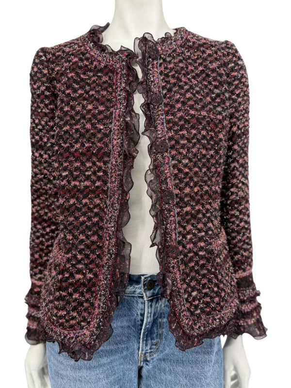 Typical Maison Common Signature Tweed Jacket Bordeaux – Size FR 36