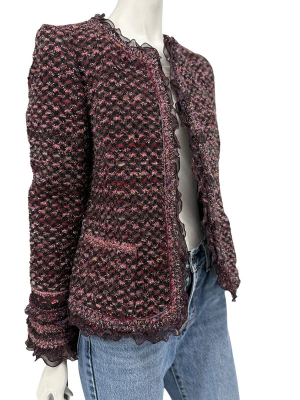 Typical Maison Common Signature Tweed Jacket Bordeaux – Size FR 36