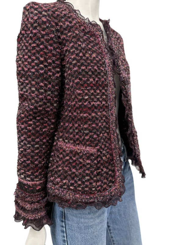 Typical Maison Common Signature Tweed Jacket Bordeaux – Size FR 36