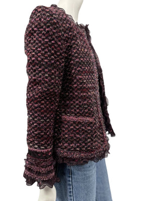 Typical Maison Common Signature Tweed Jacket Bordeaux – Size FR 36