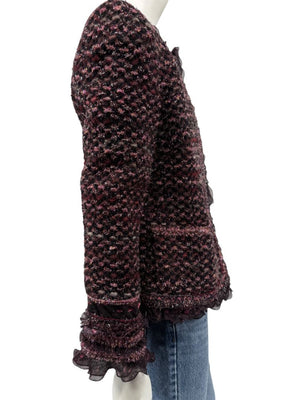Typical Maison Common Signature Tweed Jacket Bordeaux – Size FR 36