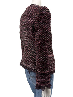 Typical Maison Common Signature Tweed Jacket Bordeaux – Size FR 36