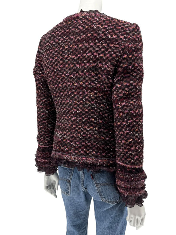 Typical Maison Common Signature Tweed Jacket Bordeaux – Size FR 36