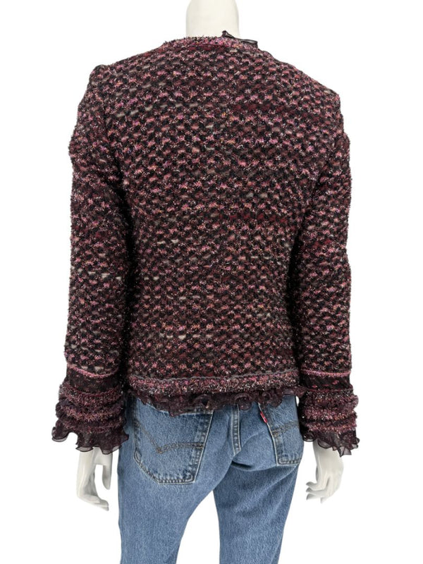 Typical Maison Common Signature Tweed Jacket Bordeaux – Size FR 36