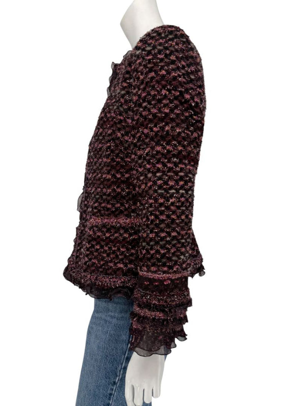 Typical Maison Common Signature Tweed Jacket Bordeaux – Size FR 36
