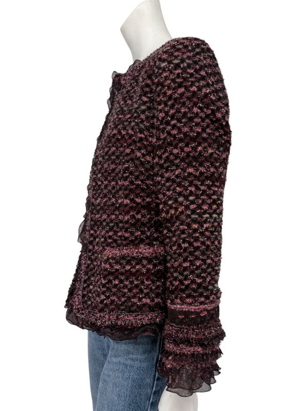Typical Maison Common Signature Tweed Jacket Bordeaux – Size FR 36