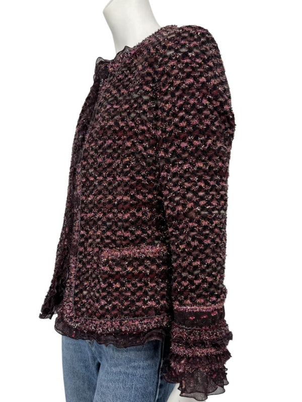 Typical Maison Common Signature Tweed Jacket Bordeaux – Size FR 36