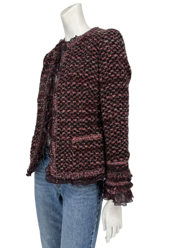 Typical Maison Common Signature Tweed Jacket Bordeaux – Size FR 36
