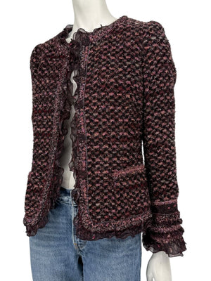 Typical Maison Common Signature Tweed Jacket Bordeaux – Size FR 36