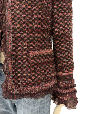 Typical Maison Common Signature Tweed Jacket Bordeaux – Size FR 36