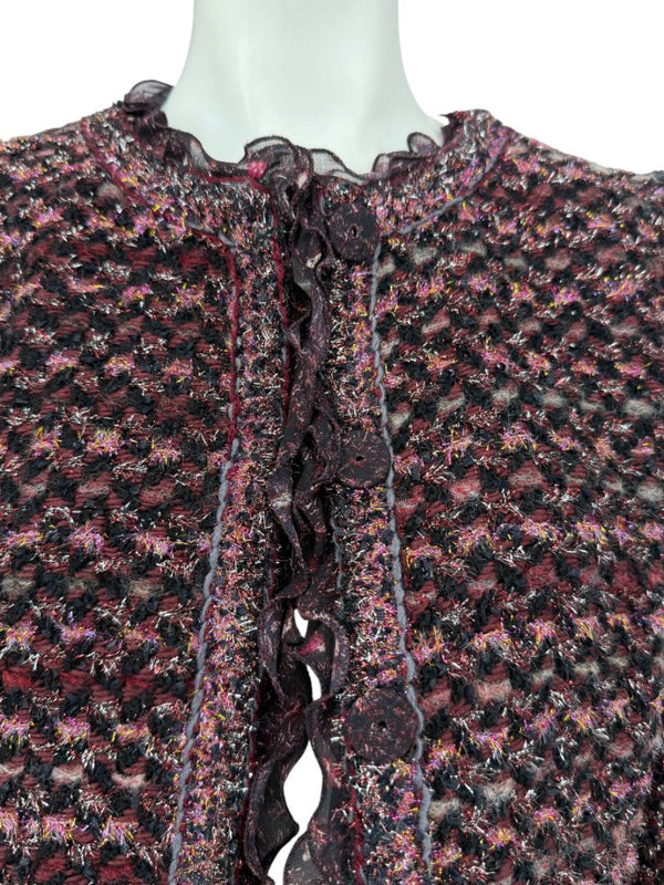 Typical Maison Common Signature Tweed Jacket Bordeaux – Size FR 36