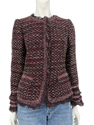 Typical Maison Common Signature Tweed Jacket Bordeaux – Size FR 36