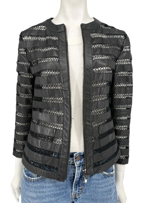 Armani Collezioni Leather & Lace Jacket - Size US 2