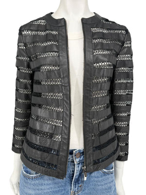 Armani Collezioni Leather & Lace Jacket - Size US 2