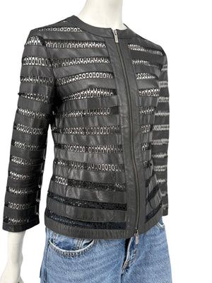 Armani Collezioni Leather & Lace Jacket - Size US 2